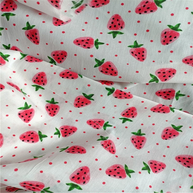 Strawberry printing Cotton voile printed poplin chiffon fabric