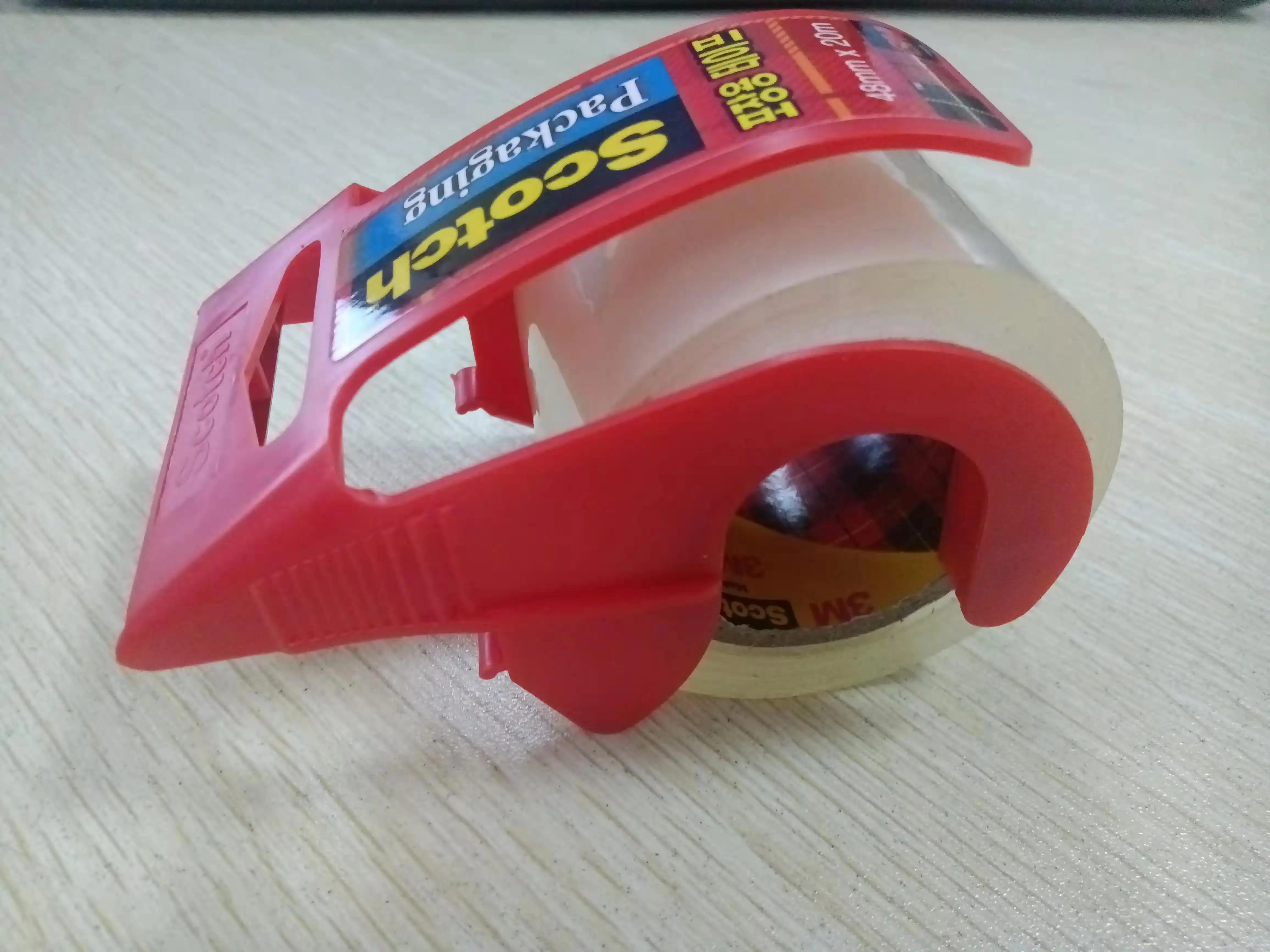 Wholesale Simple 1.5 Inch Red Plastic convenient Packaging Tape Dispenser With Tape Roll for Carton Sealing