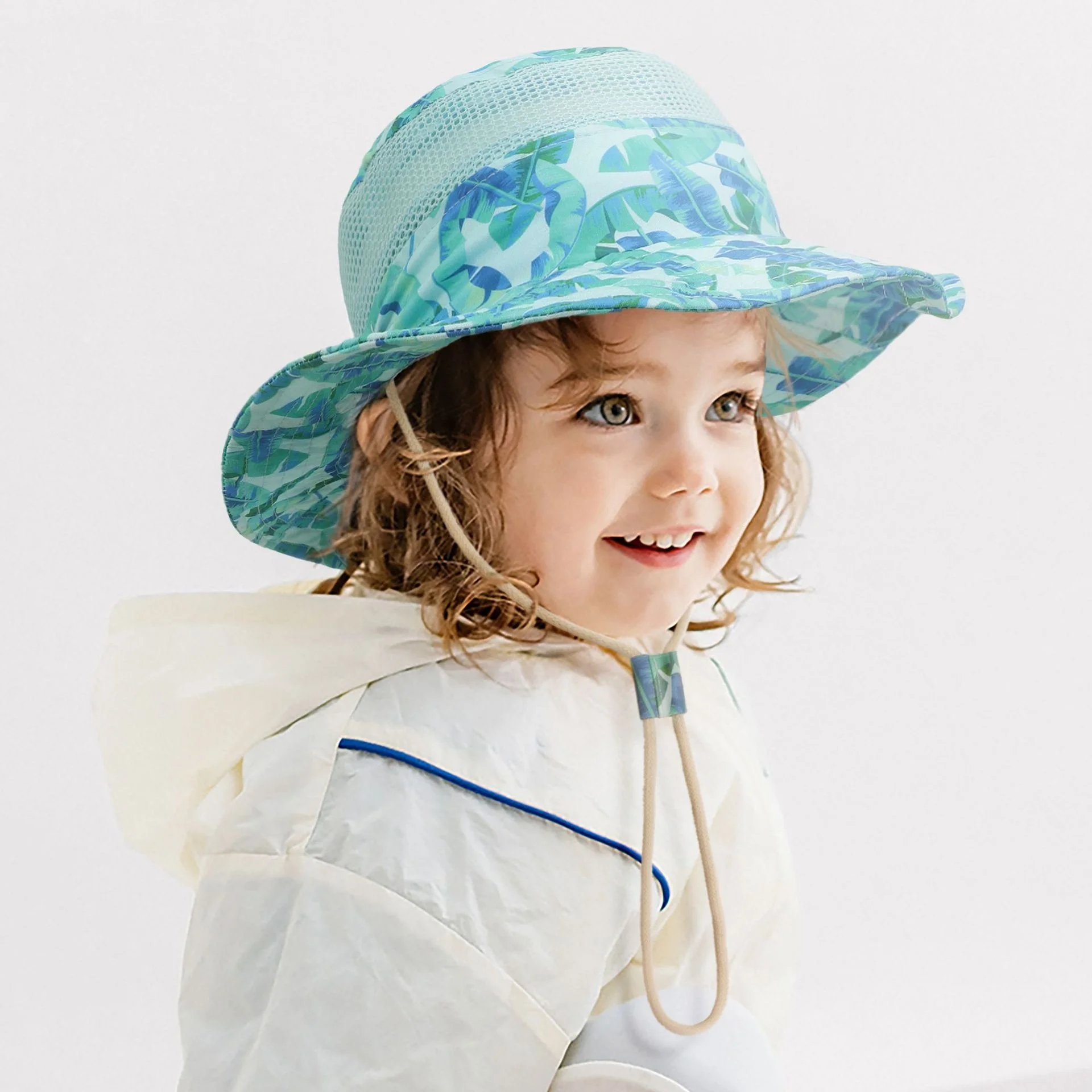 WD-A47 Cute Print Children Fisherman Hat Breathable Mesh Summer Girls Boys Bucket Hat Outdoor Travel Beach Kids Sunscreen Cap