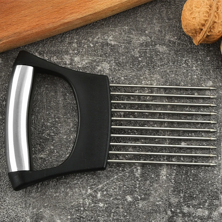 Steel Onion Needle Multifunctional Tomato Fruit Vegetable Onion Holder Slicers Kitchen Slicing Tools