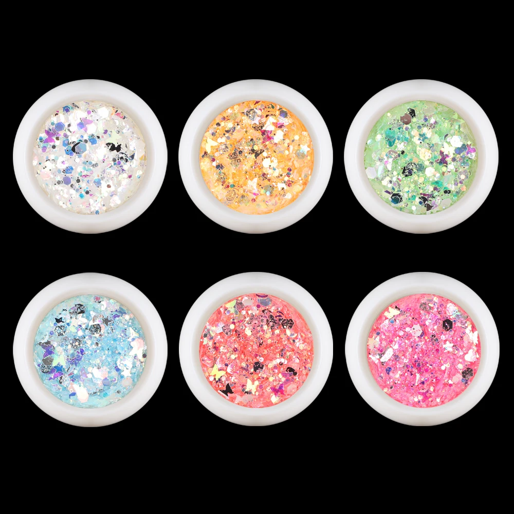 Fluorescence Butterfly Shapes Nail Art Glitter Flakes 3D colourful Butterfly Sequins Glow Under Light Manicure Nail Decoration