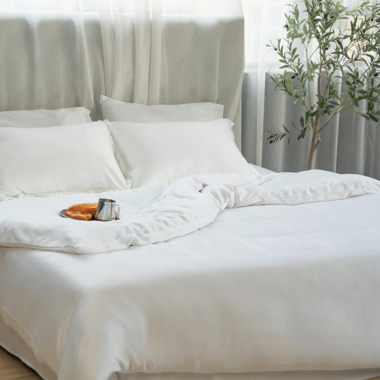 Plain Dyed Bedding Comforter Sets Luxury Tencel Fiber Bedsheet Lenzing Tencel Pillow Tencel Bedsheet Bedding Sets
