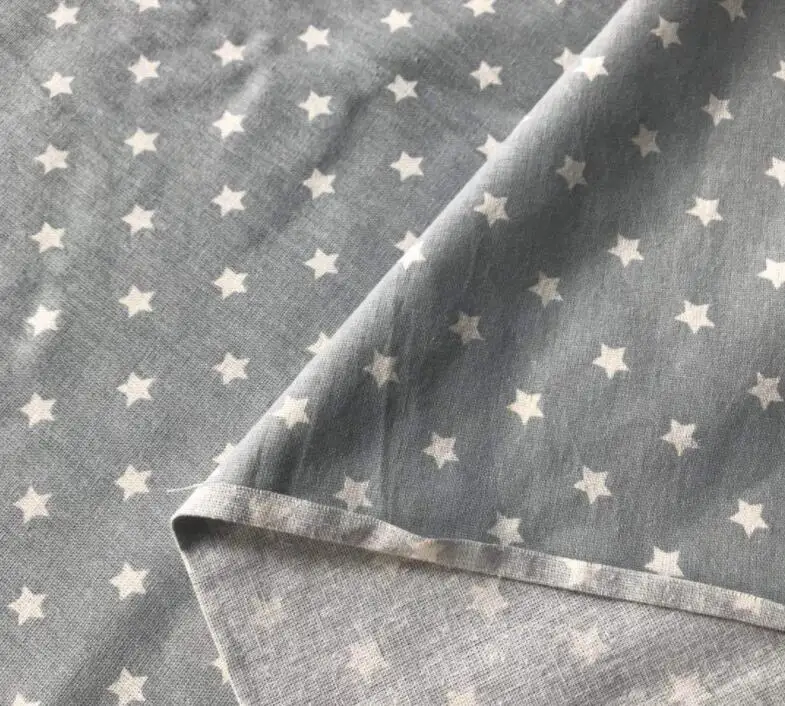 Gray Star Design Linen Fabric High Quality Home Textiles Sewing Cloth Of Handmade DIY Handicrafts
