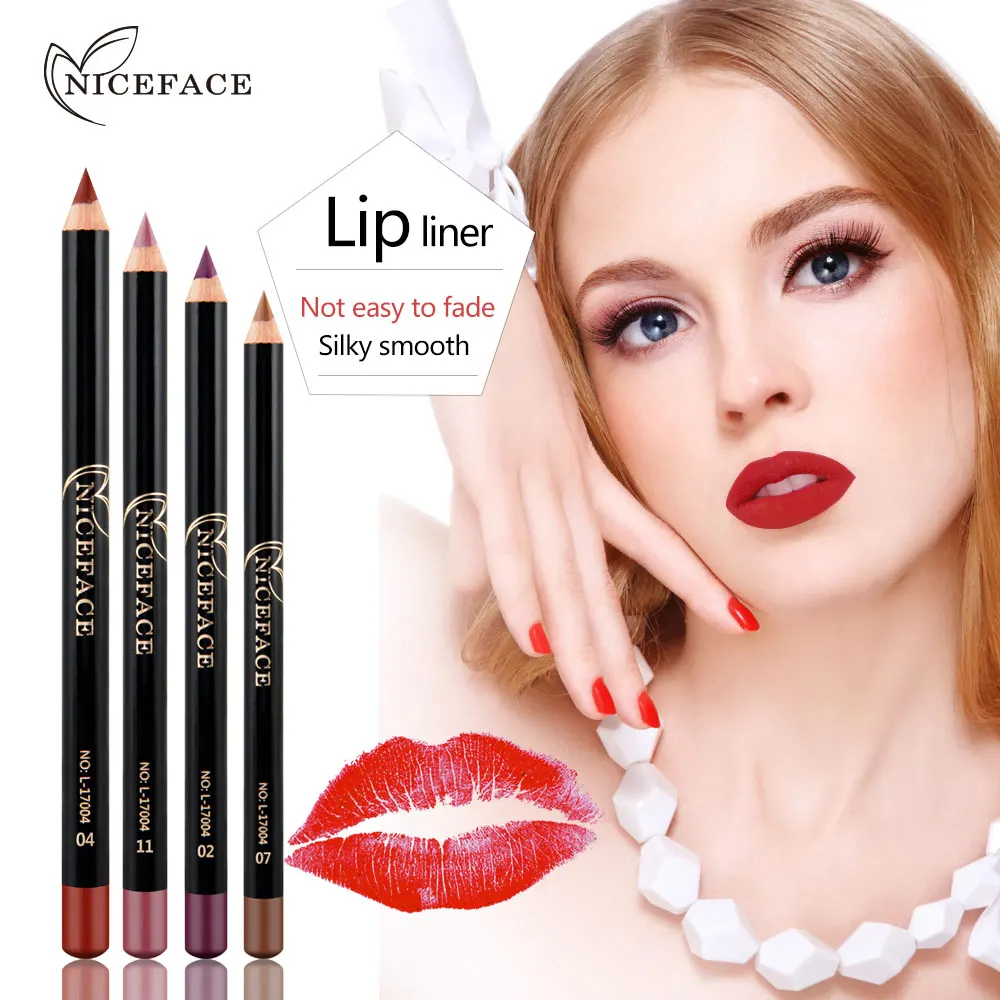 Niceface для губ подводка карандаши макияж Длительное Действие пигменты водонепроницаемая матовая 12 видов цветов губная помада ручка