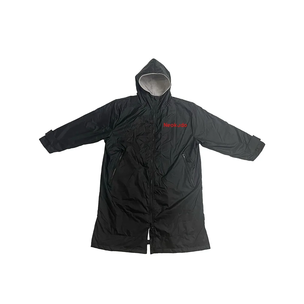 Windproof cheap warm jacket surf changing robe with sherpe lined YKK zipper for adult beach and pool
