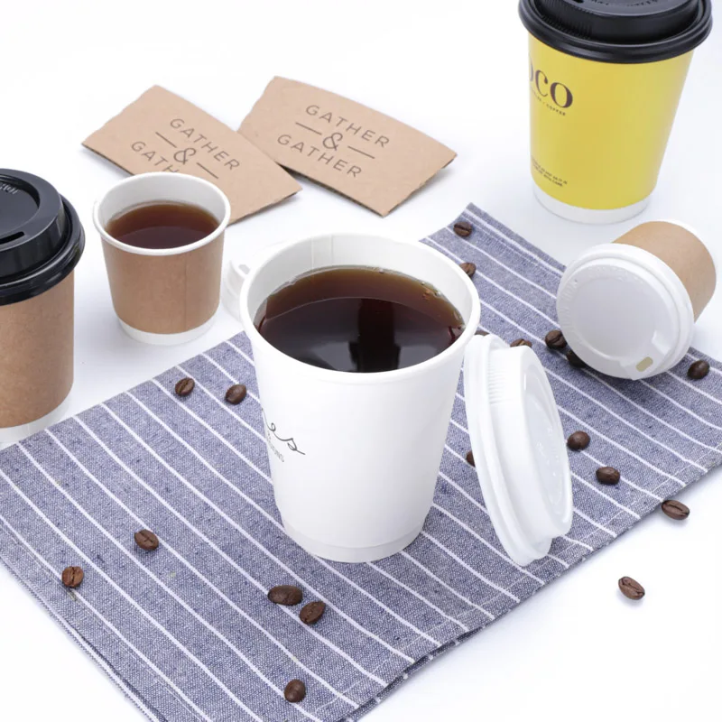 Eco-Friendly Custom Printing Disposable double wall paper Coffee Cup Takeaway hot cold drinking cup beverage packing container