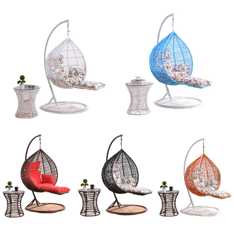 Basket Wicker Rattan Swing Seat Furniture Outdoor Patio Swing Chair Hanging Garden Swing Egg Chair With Stand