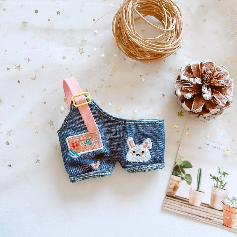 17cm Plushie Doll Clothes Bear Overalls Striped T-shirt Kpop Doll Clothing