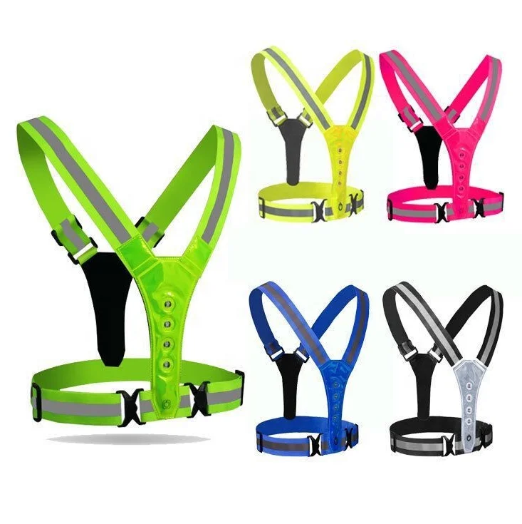 Cheap Price Adjustable Night Running Reflector Hiking minimalist outdoor adjustable Safety Reflective Vest LED