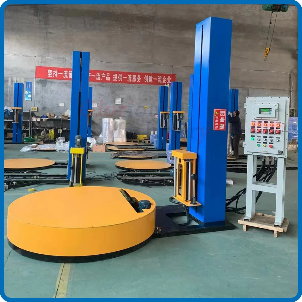 Pallet Stretch Film Wrapping Vertical Automatic Package Machine Plastic Wrapper Shrink Wrapping Packing Machine 100% Optional