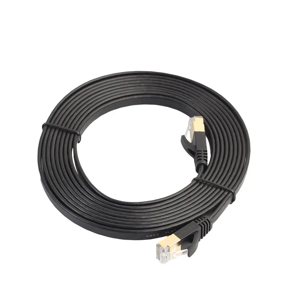 1FT 5FT 15FT 25FT Shielded Flat Cat.7 Network Cable Slim STP Cat 7 Flat Cable