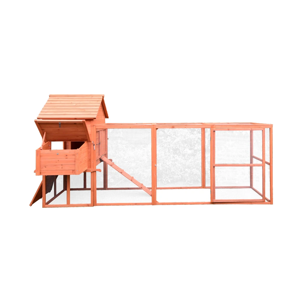 Large mobile wooden chicken coop with handle