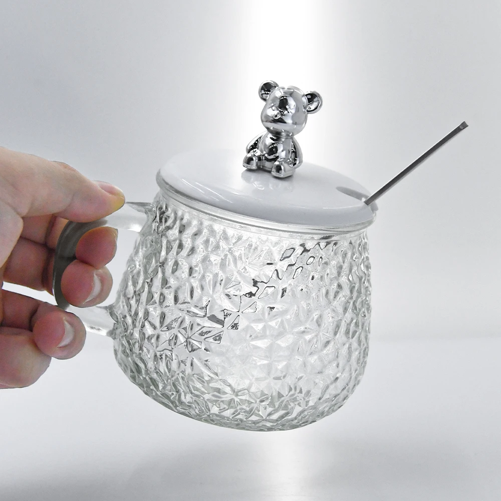 Promotional Gift New Design 380Ml Little Bear Hammer Pattern Glass Water Cup