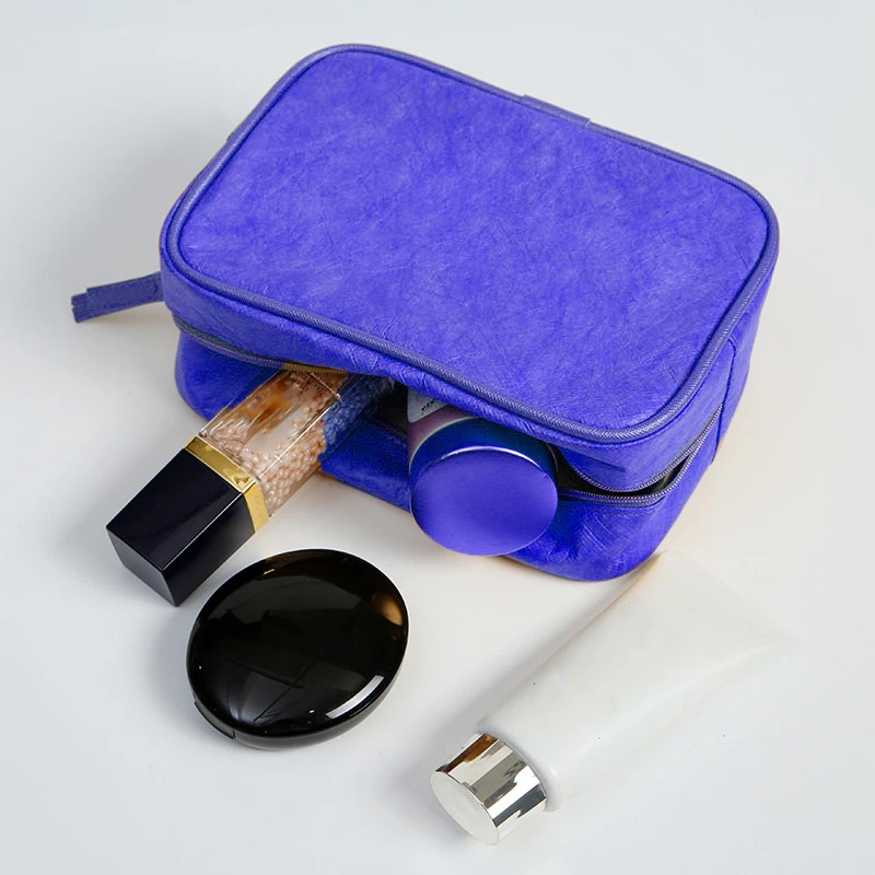 Customized Logo DuPont Paper Eco Tyvek Kraft Travel Makeup Pouch Gifts Cosmetic Bags with Pattern