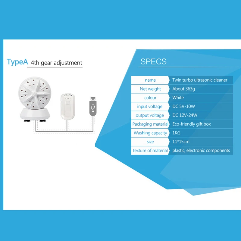 Ультразвуковая Портативная стиральная машина 2 в 1 3