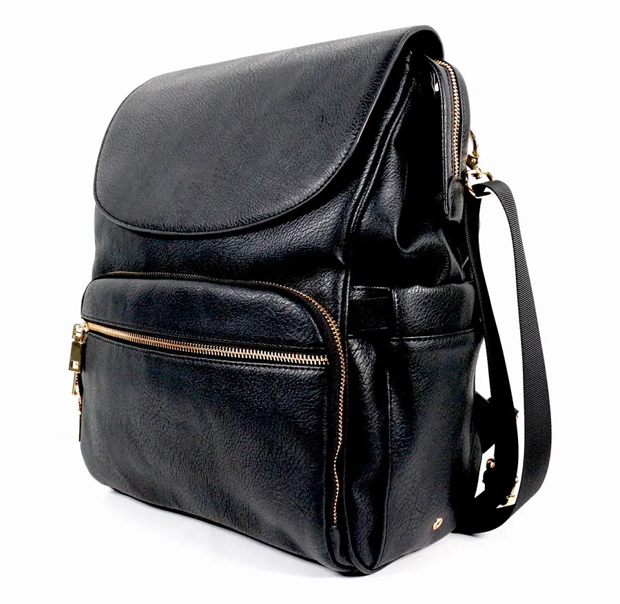 Convertible Custom Vegan Pu Leather Mommy Diaper Backpack Bag with Changing mat Travel Back Pack Maternity Baby Changing Bags