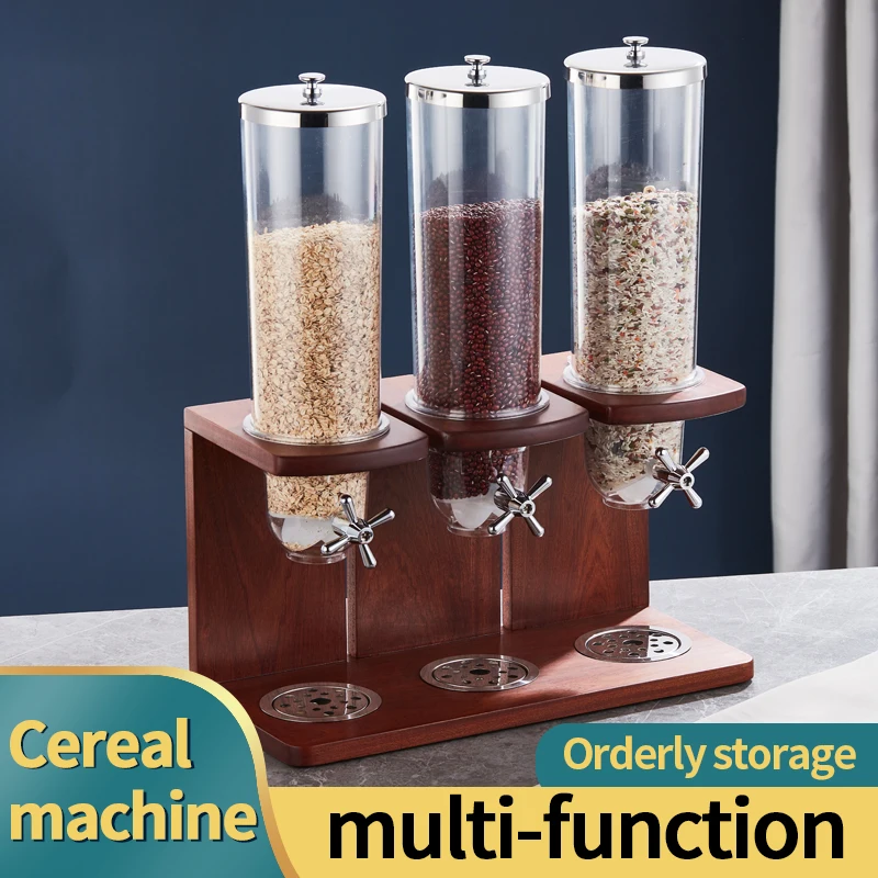 Stainless Steel Wooden Single Double Triple Tank Grain Bulk Food Gravity Dispenser Candy Grain Cereal Dispenser