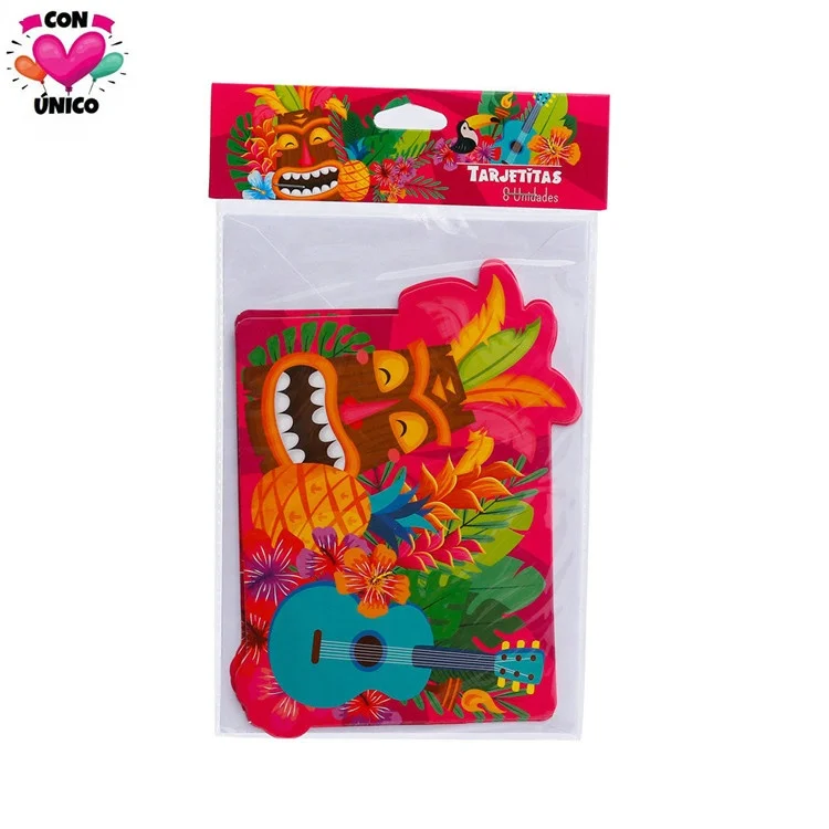 New Hawaii Tropical Luau Summer Flamingo Theme Kids Birthday Party Supplies Invitations Cards for Kids Birthday Party Eco-friend