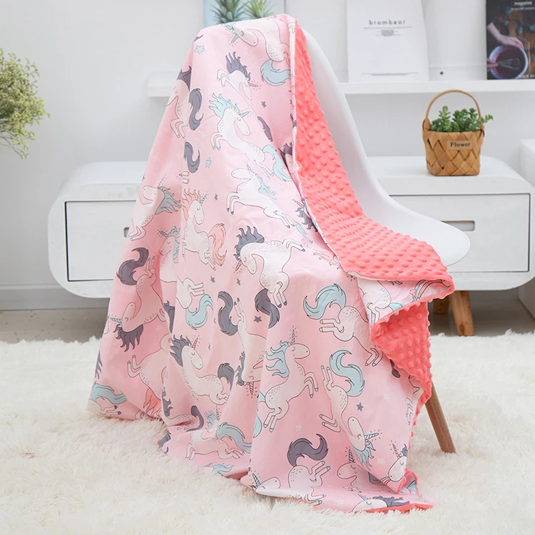 2021 Wholesale China Factory 30* 40* 6cm Sleeping Microfiber Minky Kids Minky Dot Blanket