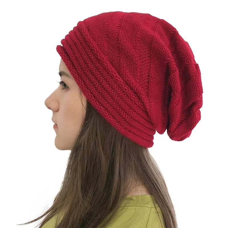 
New Style 100% Acrylic Women and Men Unisex Slouchy Beanie Warm Winter Knitted Hat 