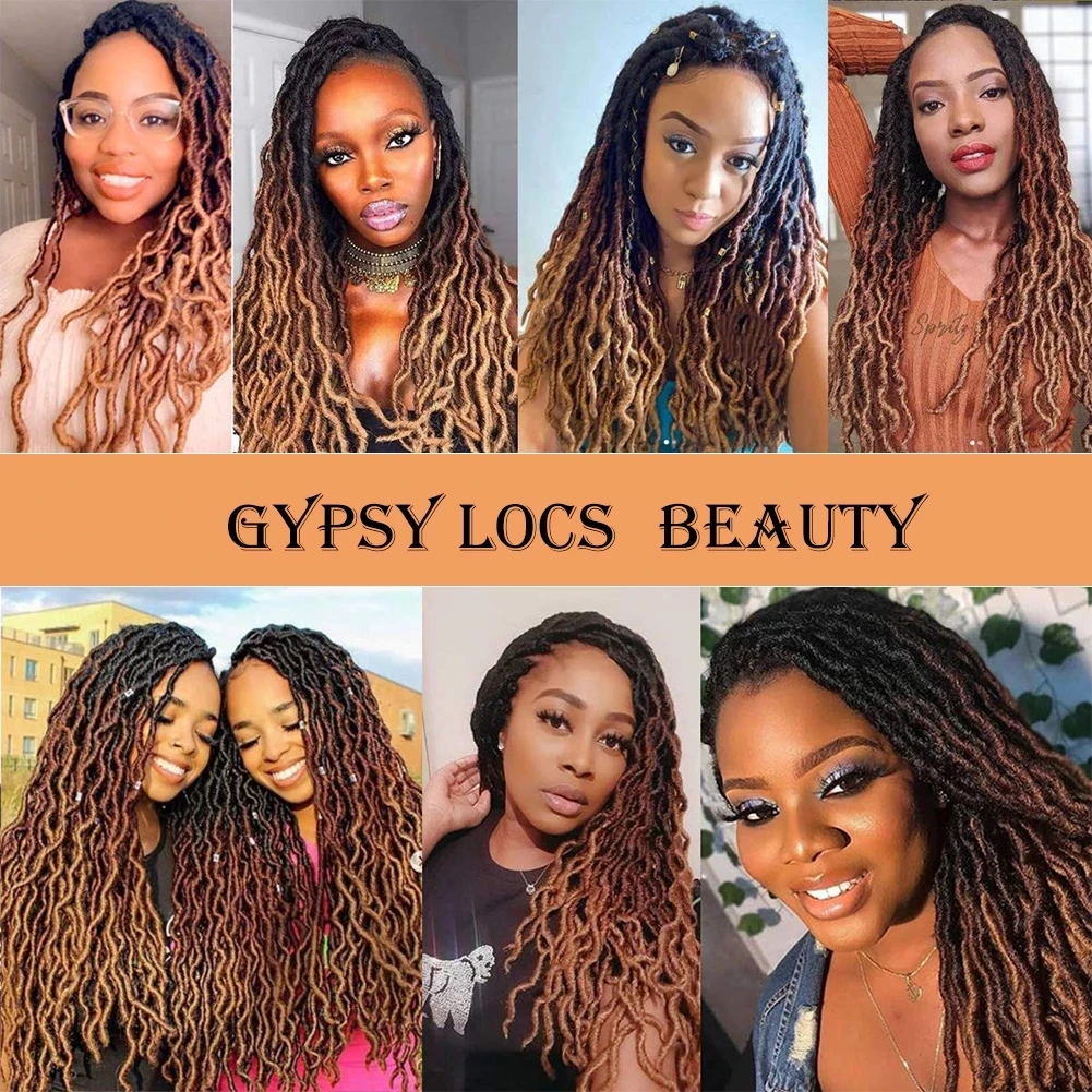 Wholesale 18inch ombre synthetic crochet braid soft for black women boho wave wavy goddess dread faux gypsy locs