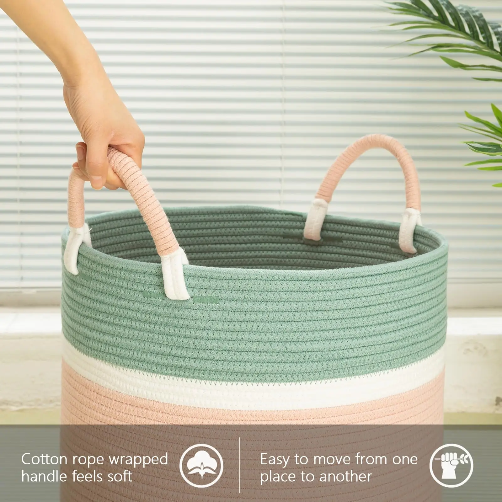 Large Dirty Clothes Foldable Collapsible Hand Hampers Storage Containers Cotton Rope Woven Laundry Basket
