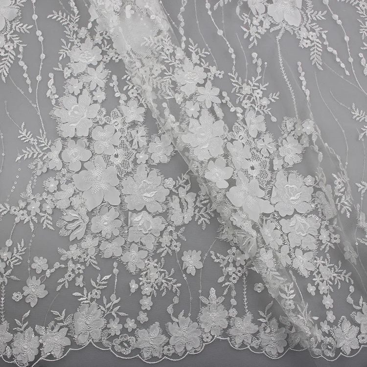 China Bridal Lace Fabric Embroidery Wholesale High Quality Embroidery Lace Fabric For Wedding Dress