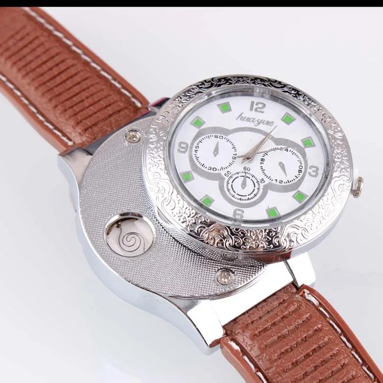 Luxury Electric Rechargeable Windproof Metal Classic USB Cigarette Lighter Unique Wristwatch Style Smoking Accessory