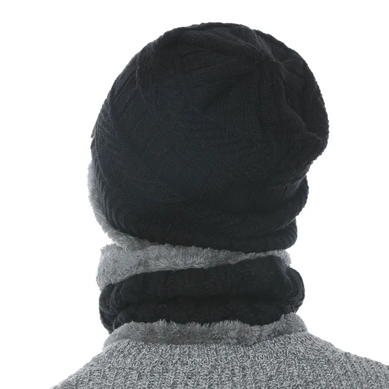 
Wholesale fashion plain men beanie hat winter set 