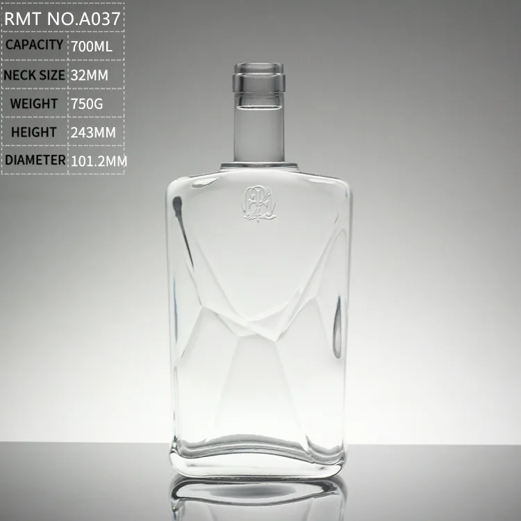 Ice Wine Vodka Liquor Glass Bottle Empty for Brandy