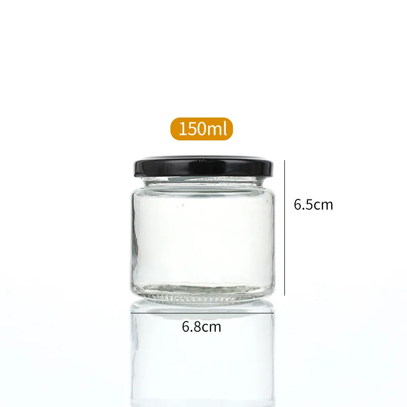 Hot products 150ml/500ml round iron lid Transparent glass jar for pickles bottle beef pepper jam honey Canned Food glass jar
