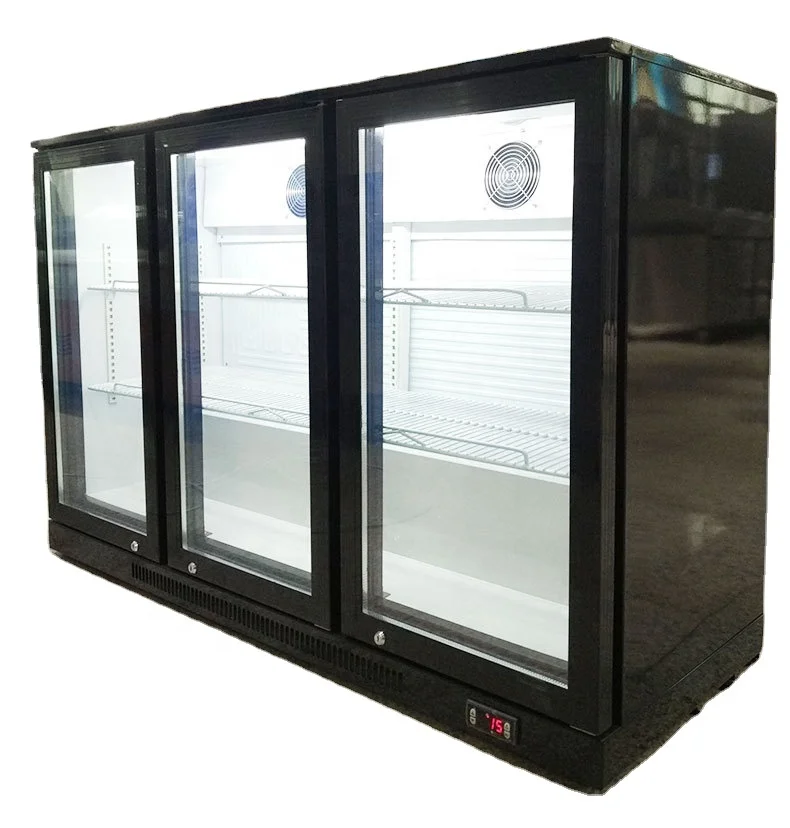 3 Door Glass Supermarket Upright Beverage Beer Bottle Display Showcase Chiller
