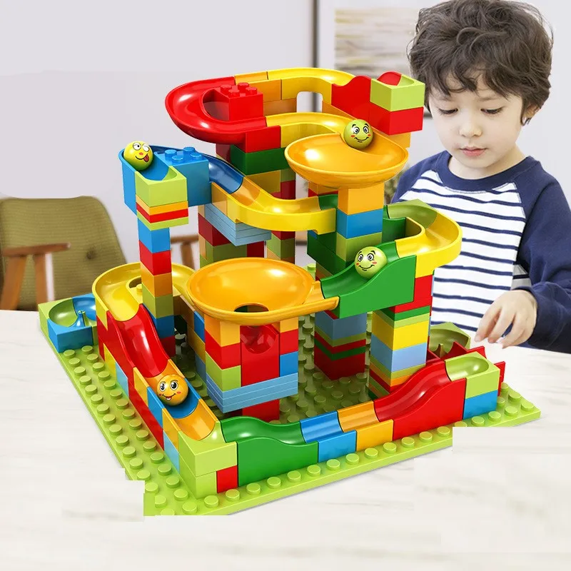 Unisex Maze Balls Assembling Track Educational ABS Plastic DIY Model Toy Kids Marble Race Run Building Block Set