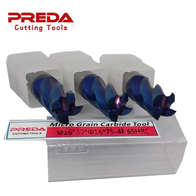 Preda Cutting Tool HRC65 Carbide Cutter 4 flutes end mill with NANO coating 75mm length