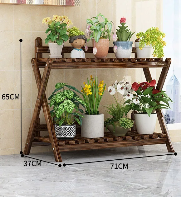 Flower Pot Stand Indoor Plant Stand Outdoor Multiple Plants 2 Tier Wood Corner Plant Shelf Rack Flower Pot Stand Holder