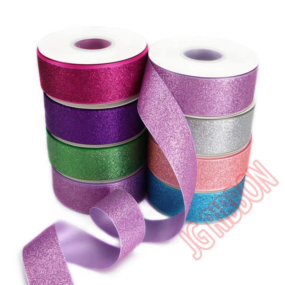 
1.5 inch 38mm soft glitter grosgrain satin ribbon for wedding decoration 