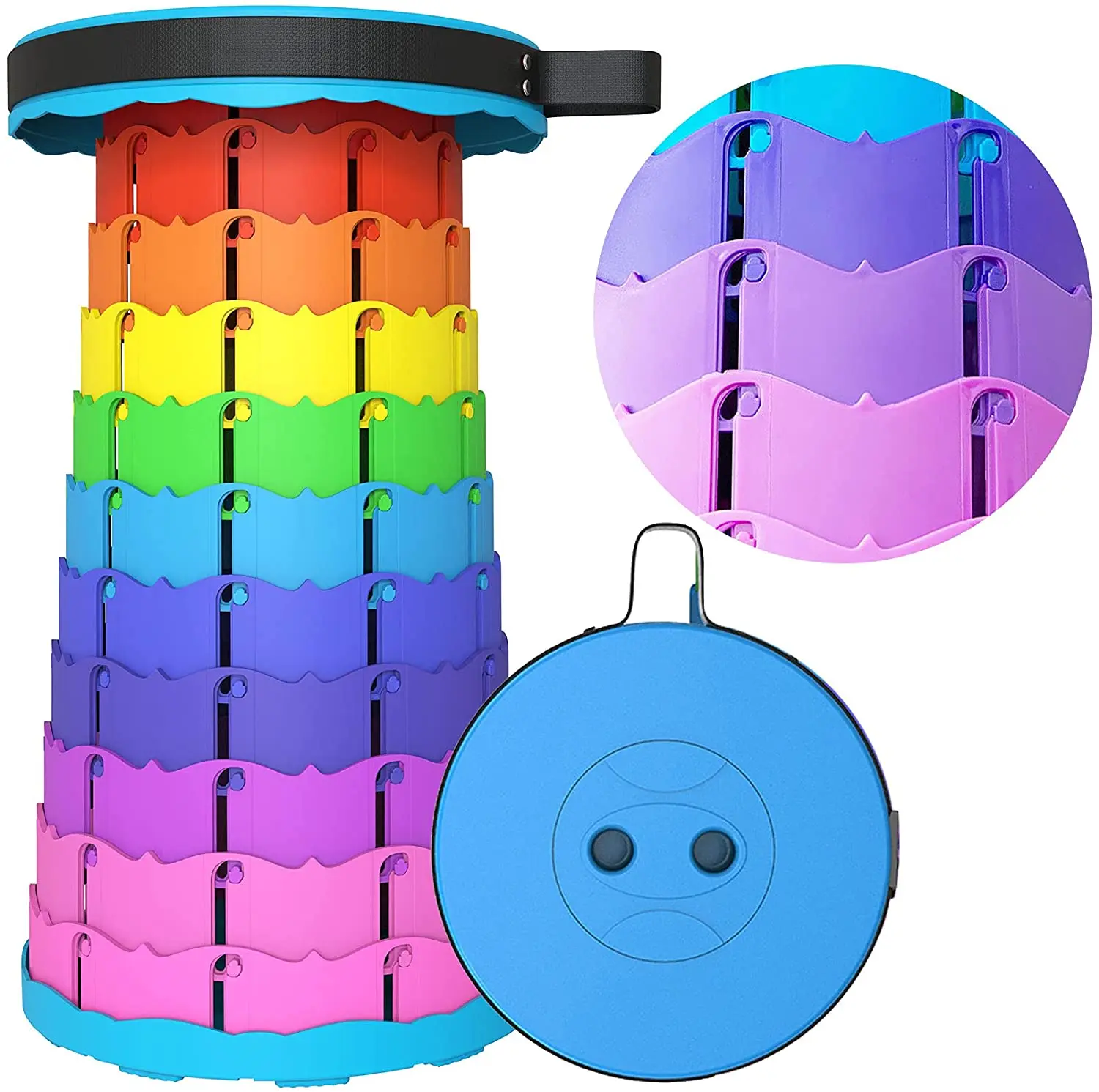 Rainbow Telescopic Stool  Folding Stool with Soft Backpack pad