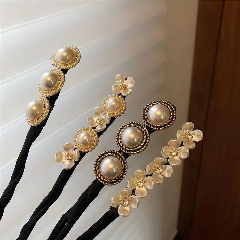 Vintage Shell Pearl Hairpin Bun Hairstyle Hair Stick Women Elegant Hair Scrunchies Flower Hair Maker Tools Accessories