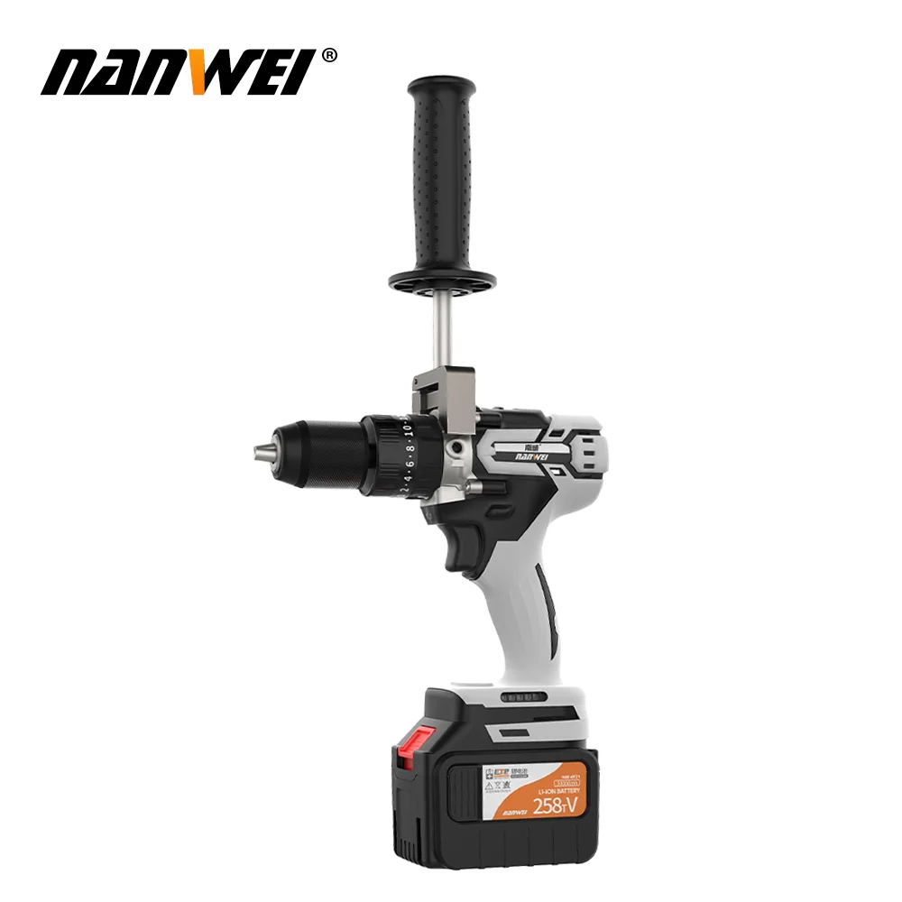 NANWEI New Brushless Power Drills Hammer Screwdriver Drill Machine super large battery Cordless Hammer Drill Driver 20V Battery