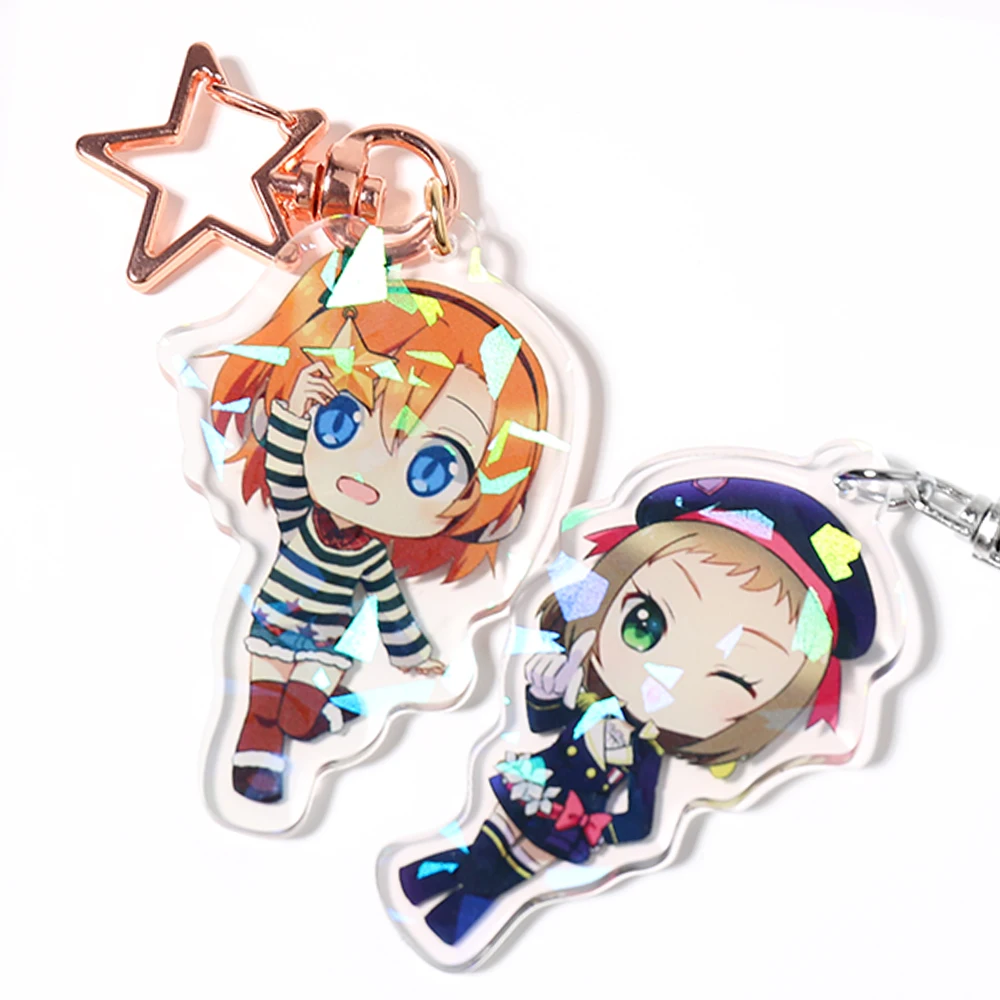 
Wholesale Custom holographic Plastic Charms Promotional Gift Creative Customized Personalized Anime printed Acrylic Keychains 