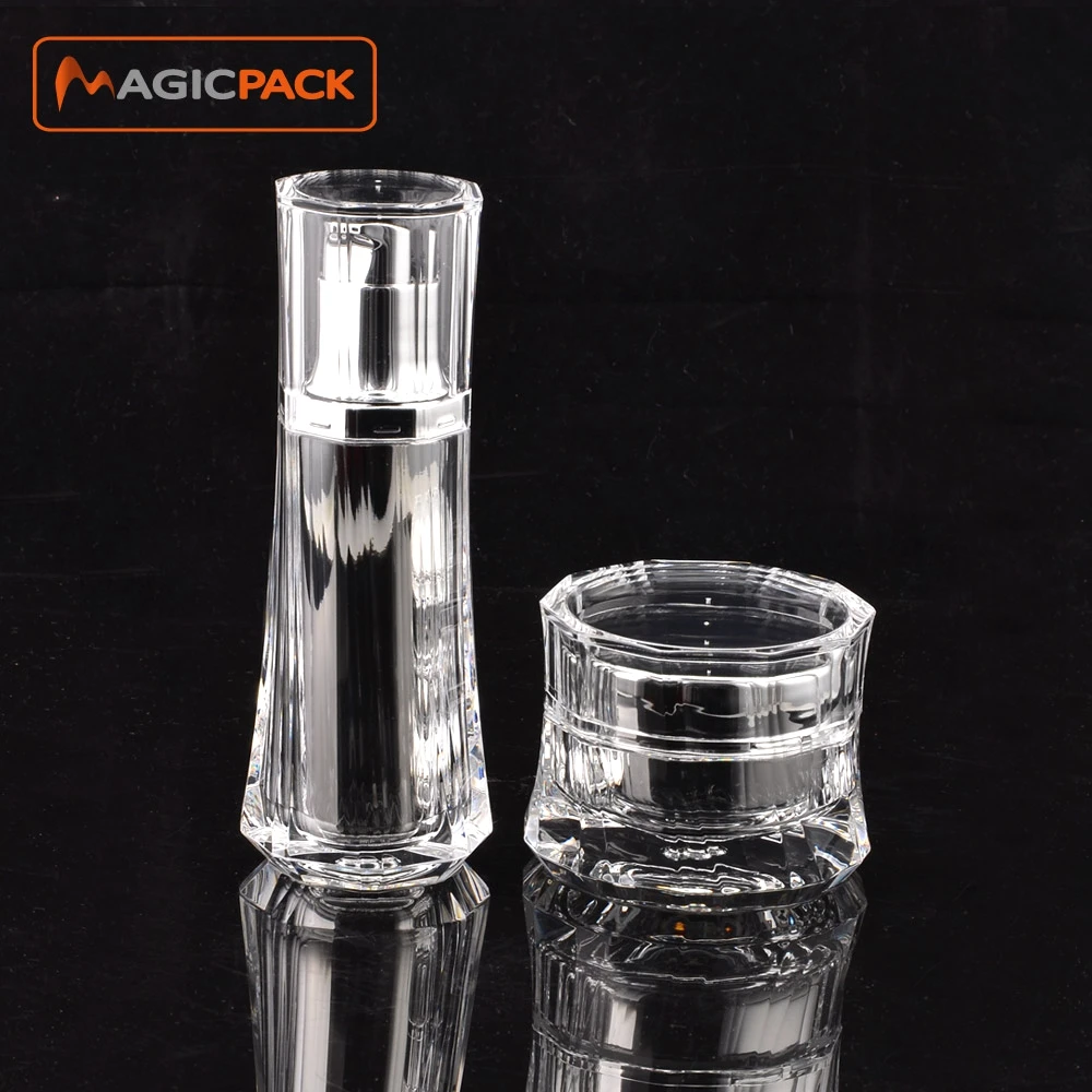 
Essential Oil Bottle Crystal Shiny Serum Bottles Skin Care Pump Container New Design Skirt Edge Luxury High End Acrylic 