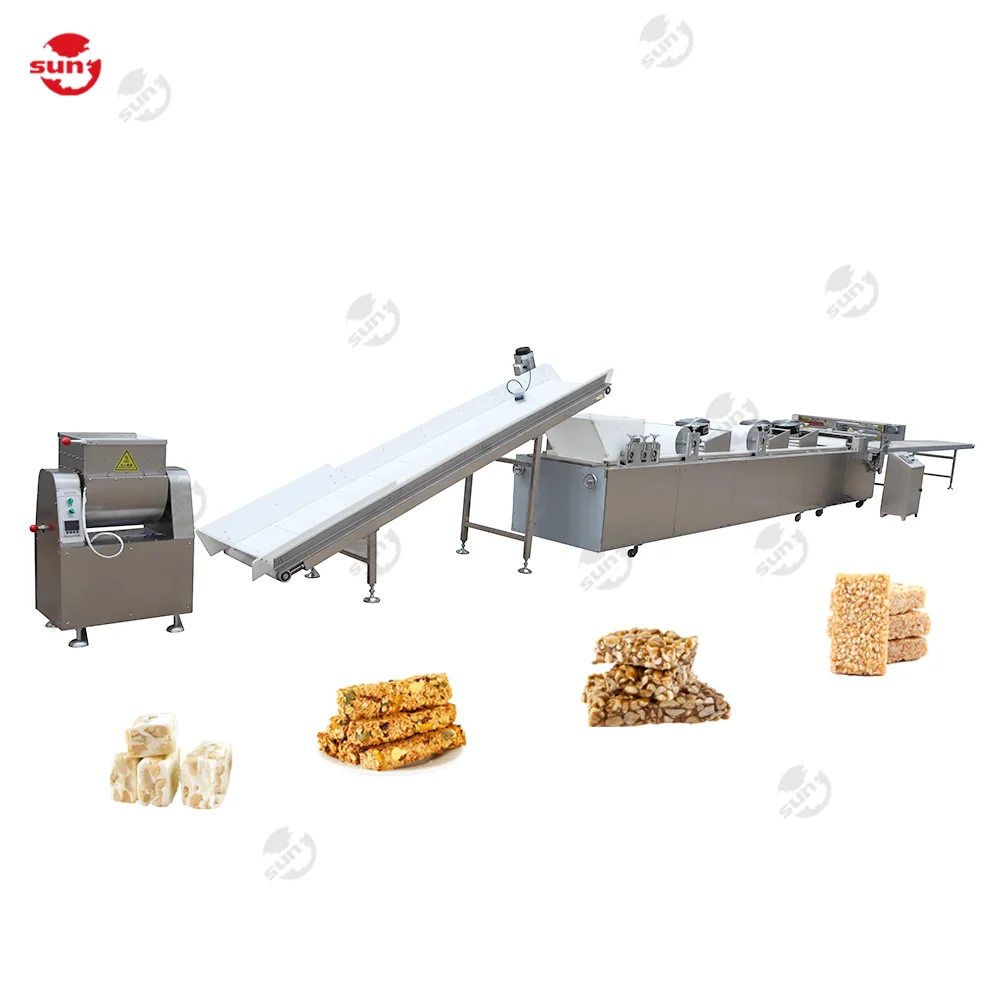 New type peanut candy mixing machine granola bar cutter nougat oatmeal bar caramel candied nut processing line for sale