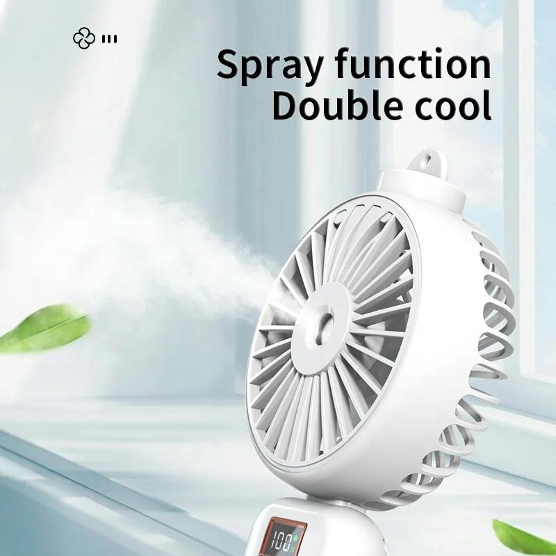 Customized LOGO 2500mAh C351 Digital Display Spray Fan Mini Foldable Handheld Mist Hanging Neck with Water Tank Cooling