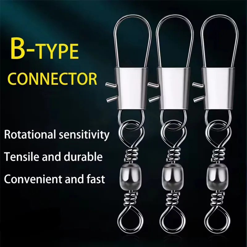 Alpha High Carbon Steel Fishing Swivels Barrel Swivel Safety Interlock Snap Connector for Lure Fishing in Saltwater Freshwater