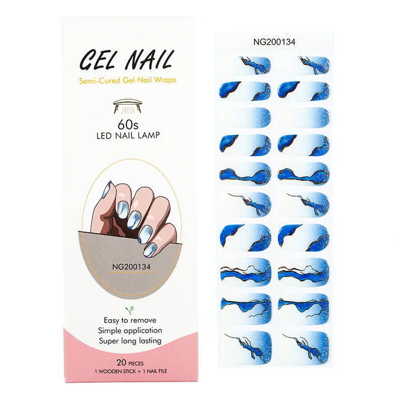2024 Uv gel french style nail beauty product wholesale new UV Gel Nail stickers semi cured gel nail wraps