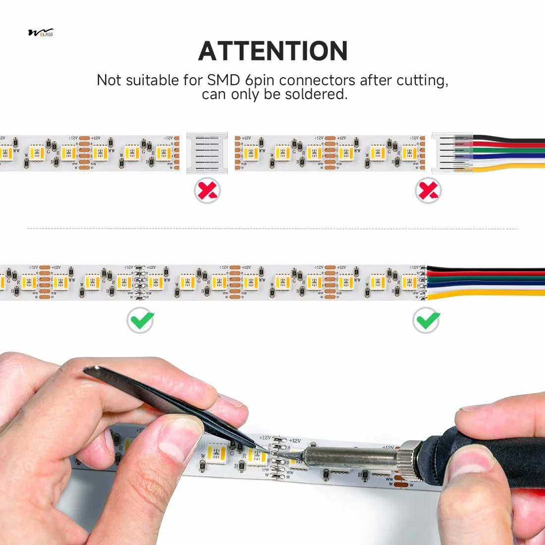 5 Colors in 1 LED 5050SMD RGBWW RGB+Dimmable Tunable Color 16.4ft 96LEDs/m 480LEDs DC12V Multi-Colored Tape Lights