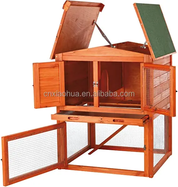Custom Wholesale Modern Wooden Metal Pet Rabbit Chinchillas Guinea Pig Breeding Hutch House Cage Clapier Large Wood Rabbit Cage