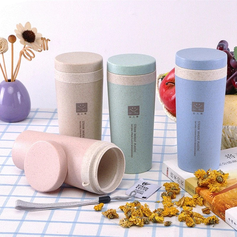 
Brief gift water mug, biodegradable reusable eco-friendly wheat straw fiber water bottle 