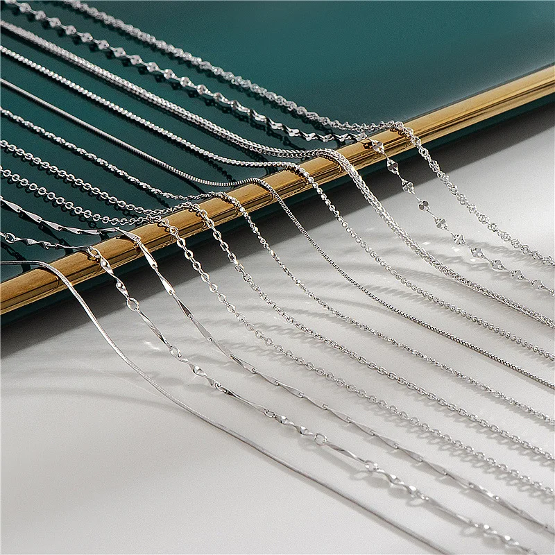 Italian Jewelry 18K Gold Plated DIY Snake Box Bead Wave Link Chains Necklace S925 Silver gold filled chain for Jewelry Making