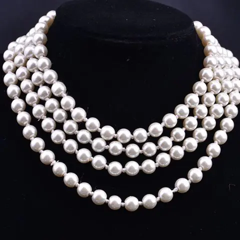 Long beads pearl necklace, bridal pearl necklace jewelry, women chain necklace